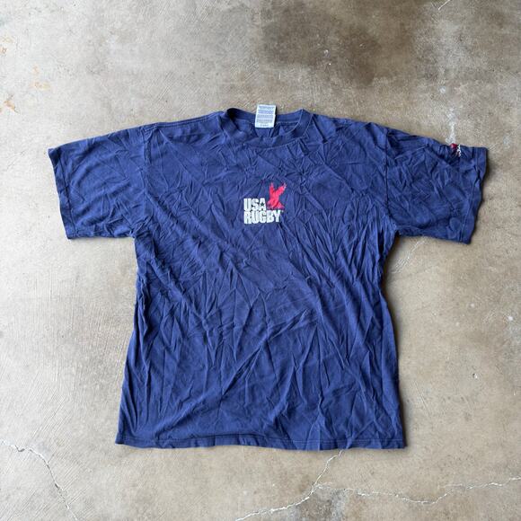 VINTAGE 90S ADIDAS USA RUGBY LIVE TO TRY T-SHIRT EAGLES GRAPHIC MENS LARGE - Picture 2 of 5
